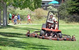 lawnmower in operation