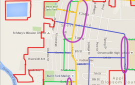 map outlining parking restrictions