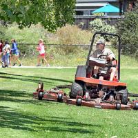 lawnmower in operation