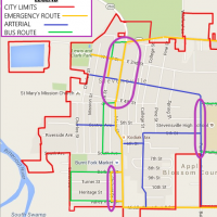 map outlining parking restrictions