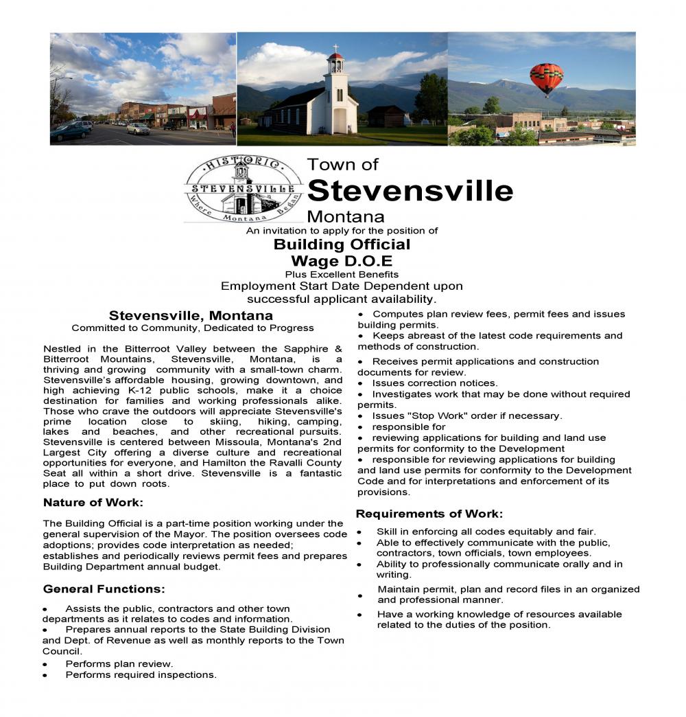 Building Official Stevensville Montana